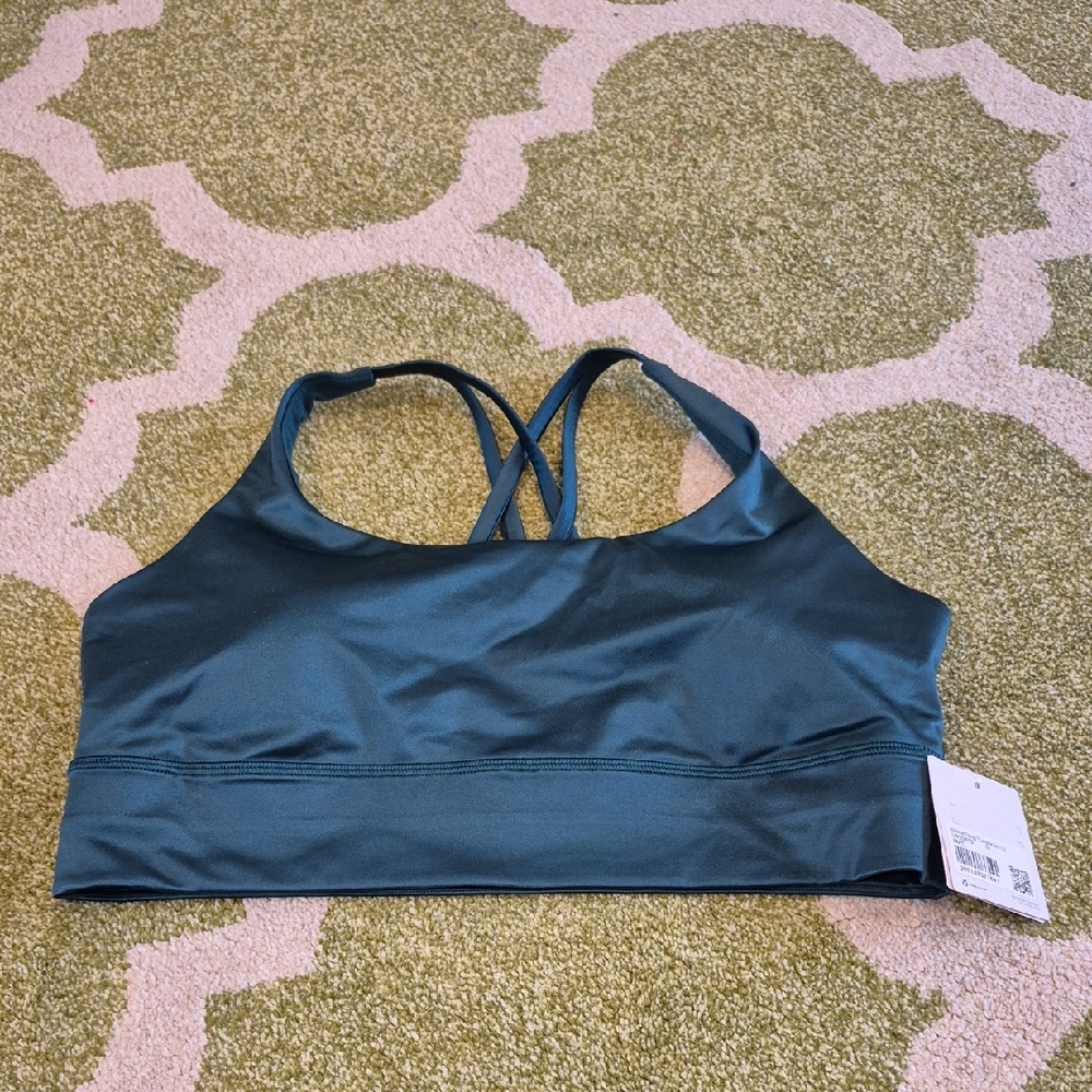 NWT Lululemon Longline Energy Bra Storm Teal Foil 14